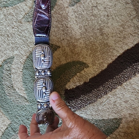 90's Brighton Belt Chunky Silver Black Heavy 1995 Round - Picture 4 of 9